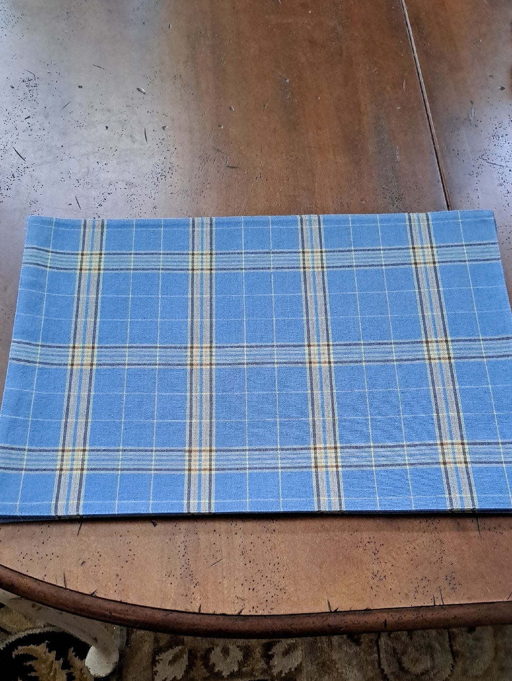 Source Unknown Blue Plaid Kitchen Placemat with Yellow Accents